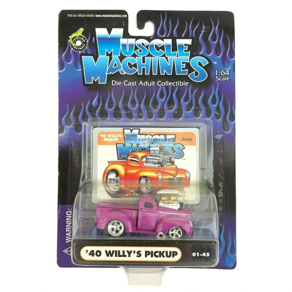 Muscle Machines 1940 40 Willy's Jeep Pickup Truck Pink Die Cast 1/64 Scale‎